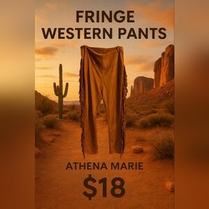Athena Marie NEW Fringe Detail Tan Western Pants